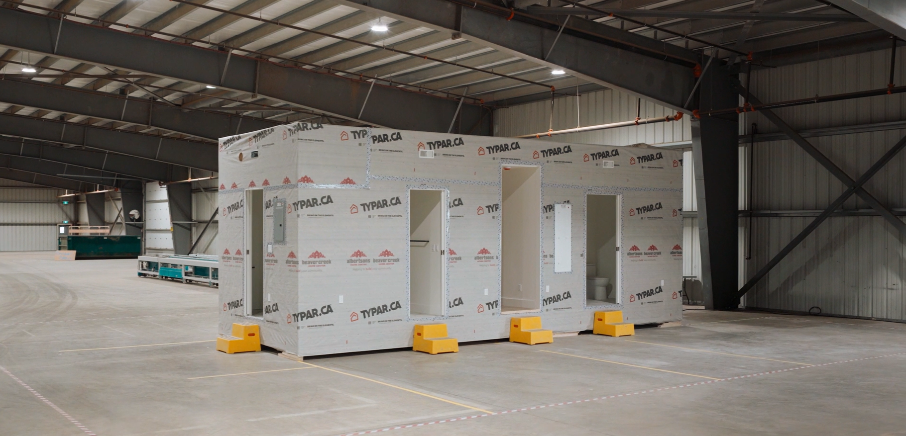 A pre-engineered modular housing unit inside the IGV Build Systems manufacturing facility